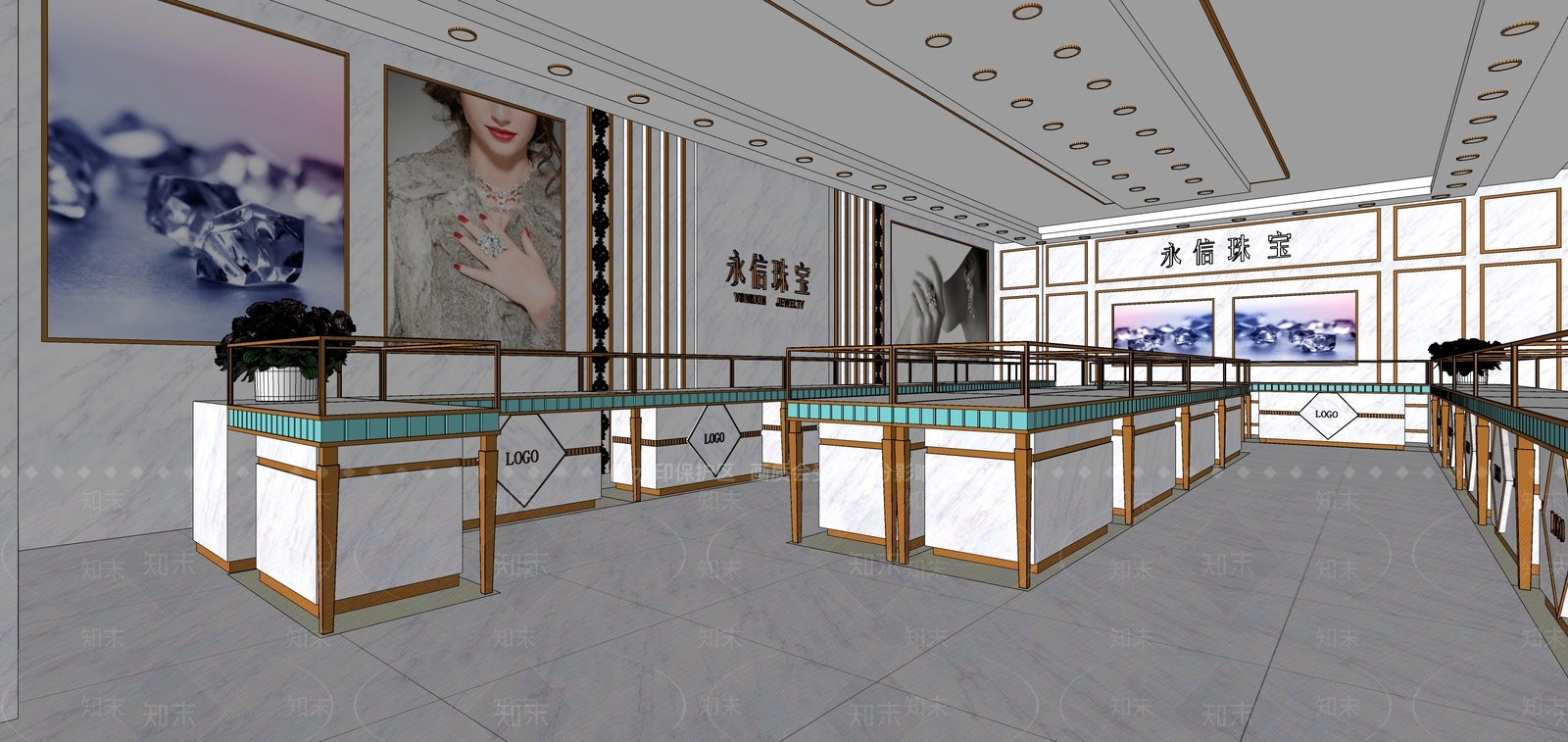现代珠宝店SU模型下载【ID:1102259952】