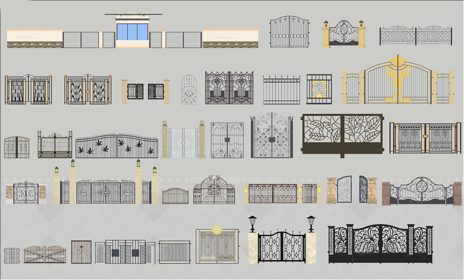 欧式铁艺大门SU模型下载【ID:1102261765】