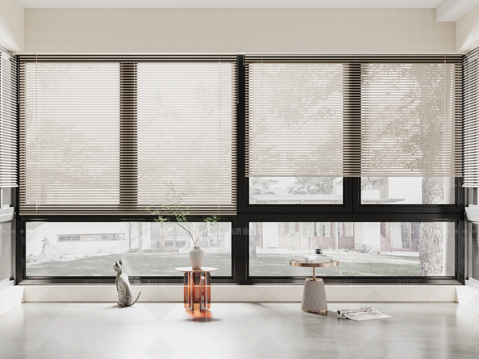 现代阳台百叶落地窗3D模型下载【ID:1102262035】