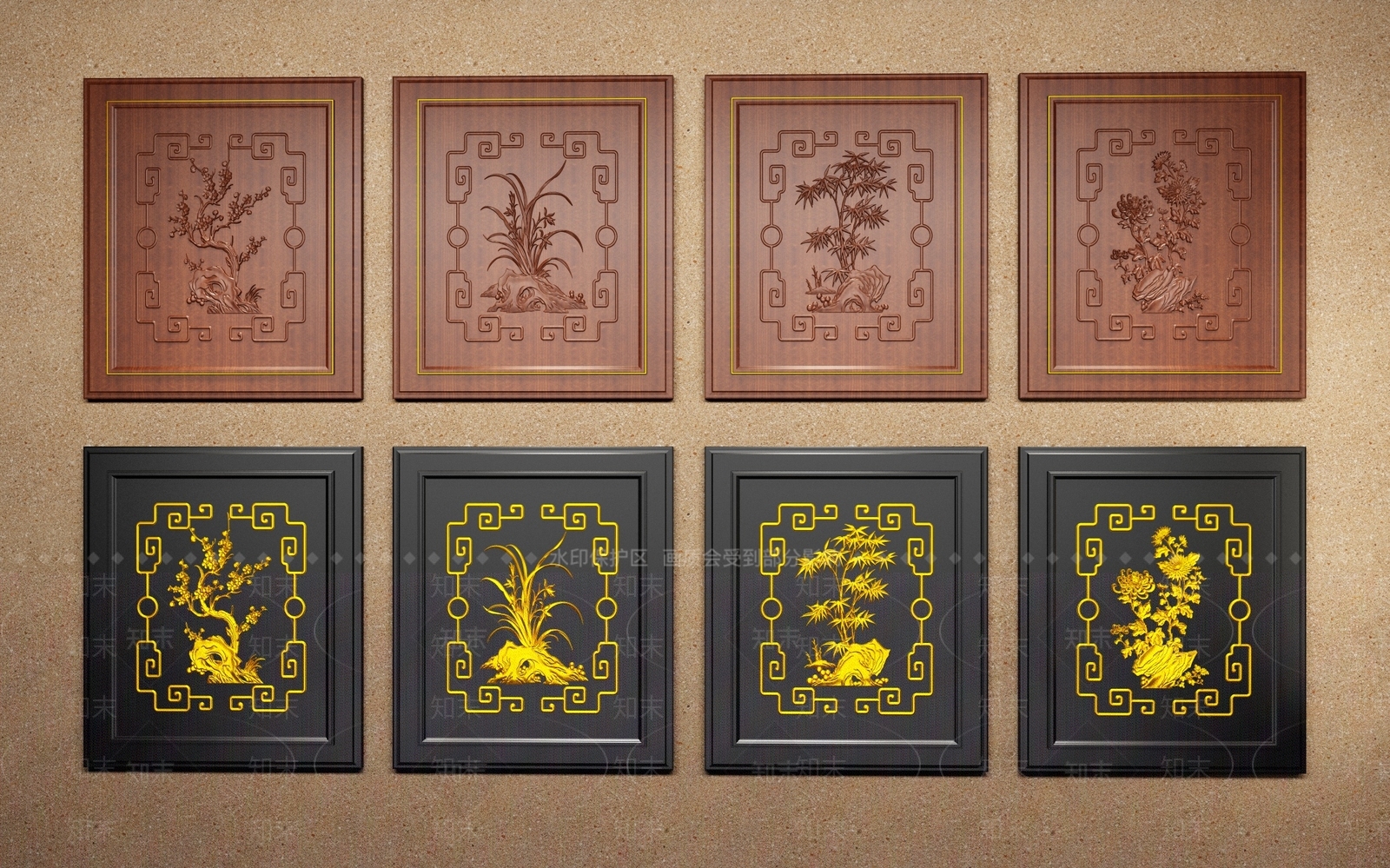 中式门板3D模型下载【ID:1102268943】