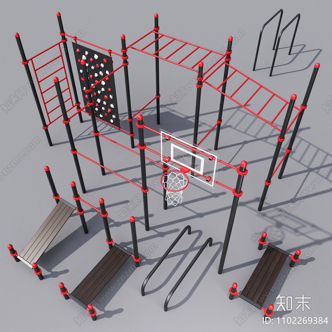 现代户外健身器材3D模型下载【ID:1102269384】