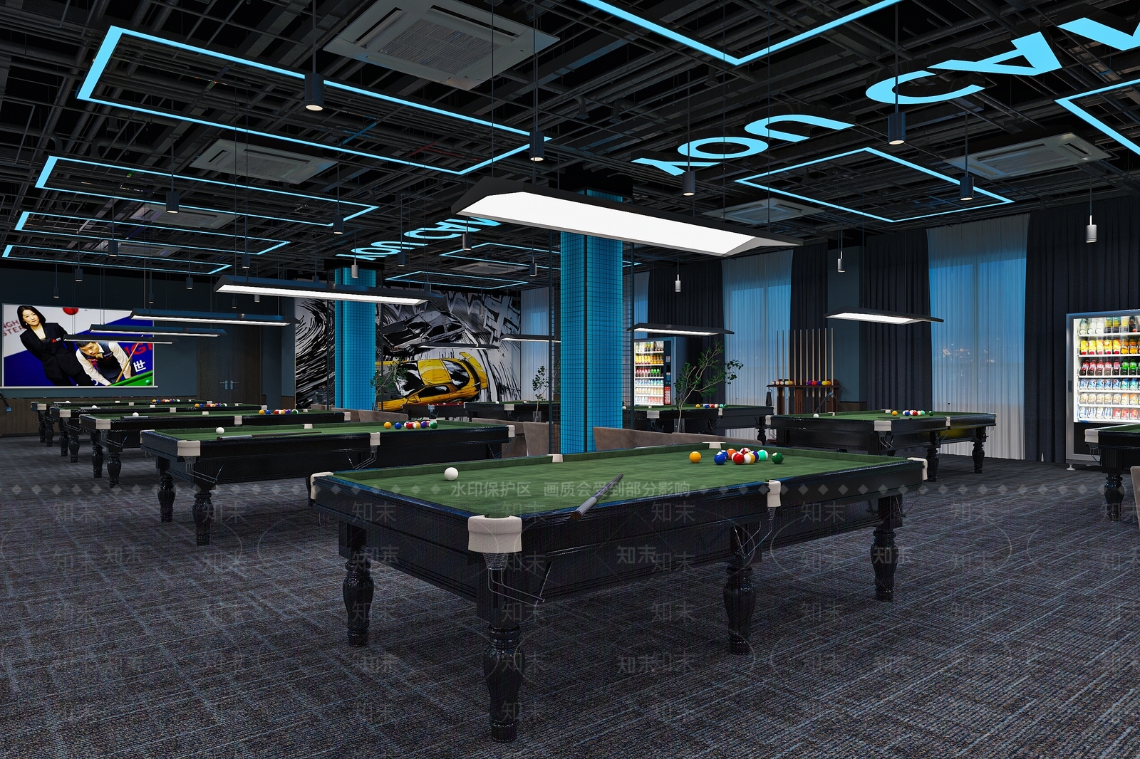现代台球室3D模型下载【ID:1103076097】