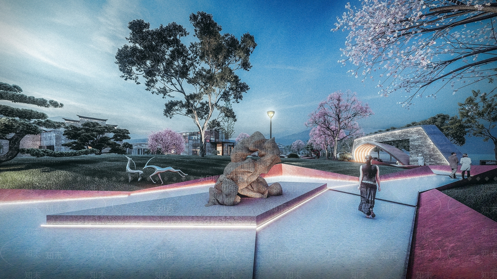 现代文化创意街区SU模型下载【ID:1102286824】