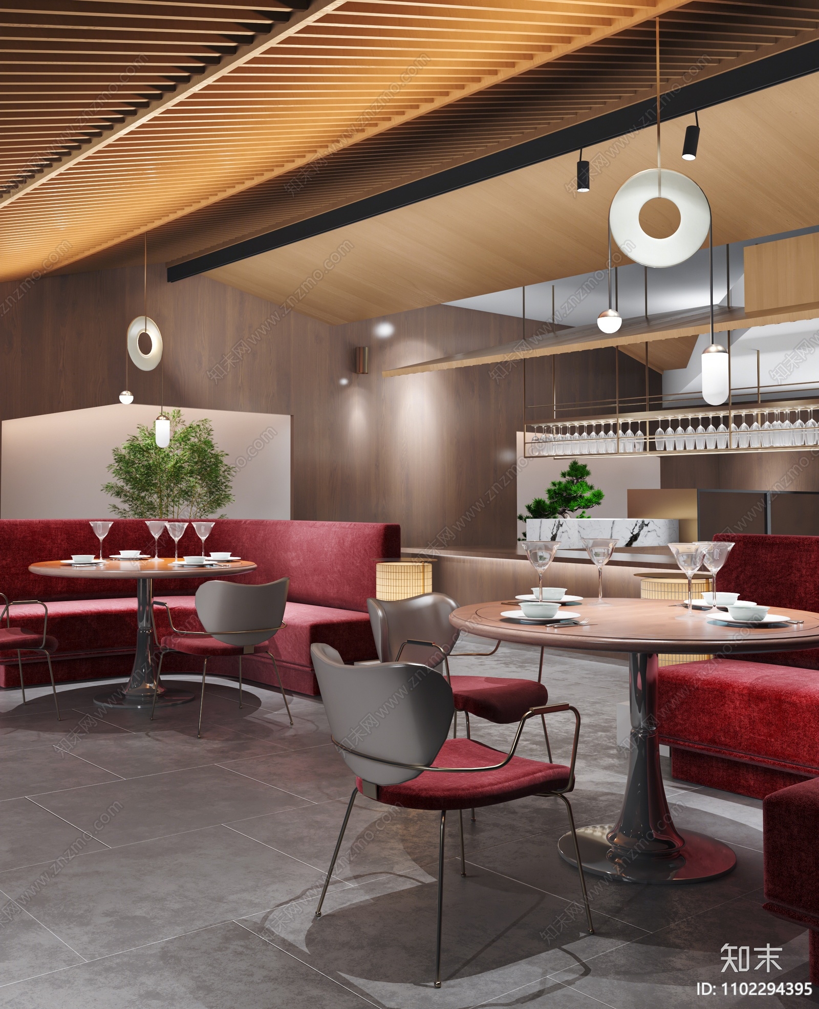 蜂鸟设计现代中餐厅3d模型下载