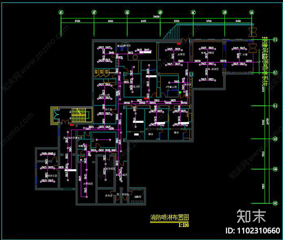 美容院装修及消防电气CADcad施工图下载【ID:1102310660】