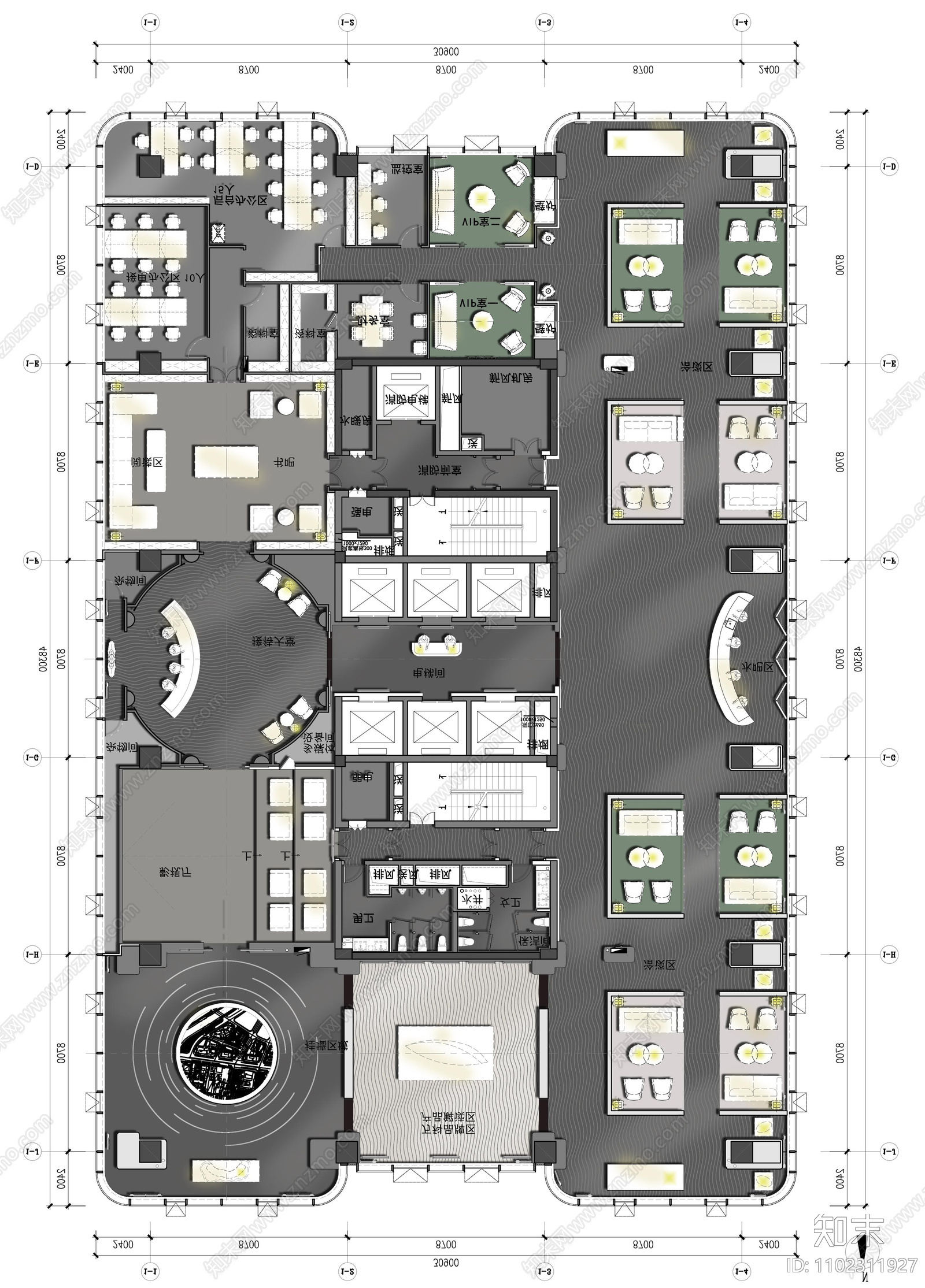 北京万科滨江大都会售楼处cad施工图下载【ID:1102311927】
