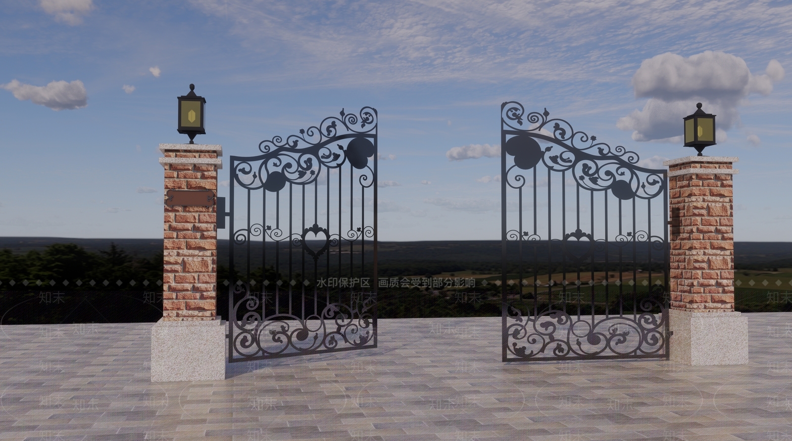 欧式别墅大门SU模型下载【ID:1102321961】