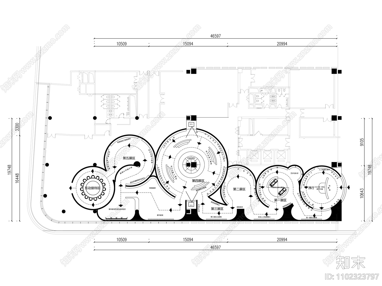 上海公司展厅创意平面方案图施工图下载【ID:1102323797】