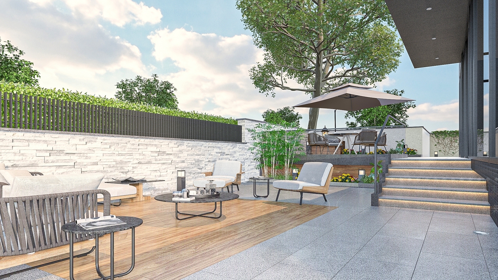 现代居家院子SU模型下载【ID:1102325555】