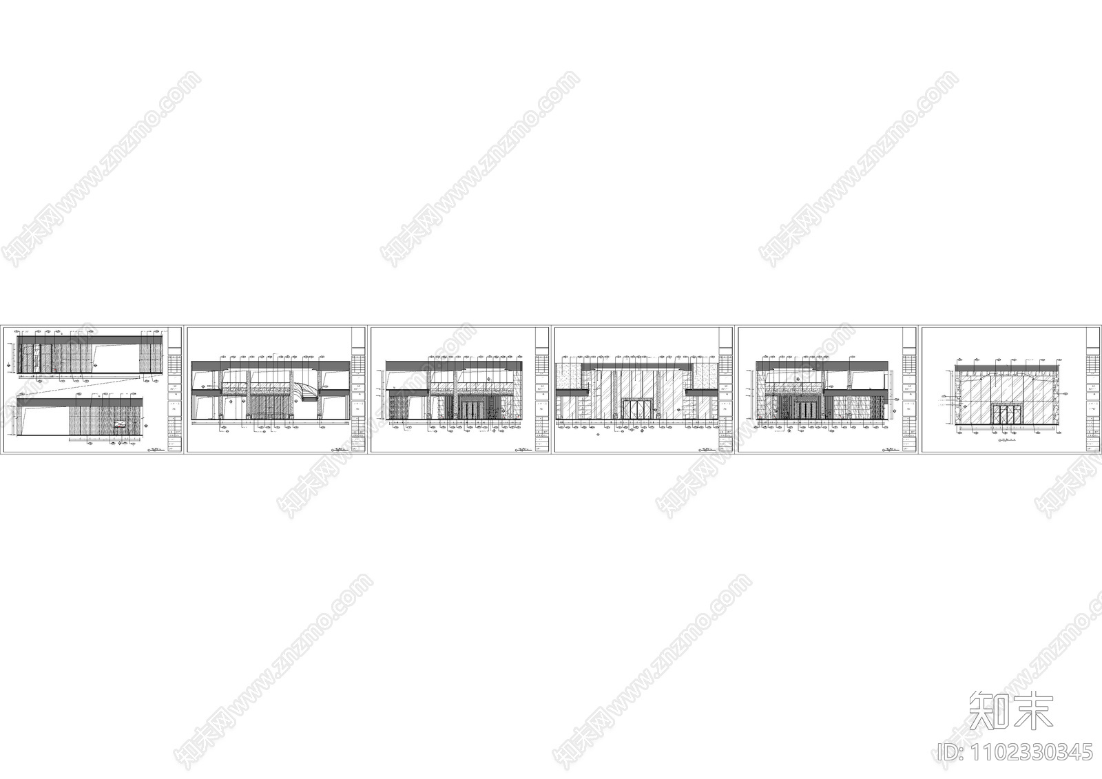 大型会所大堂立面cad施工图下载【ID:1102330345】