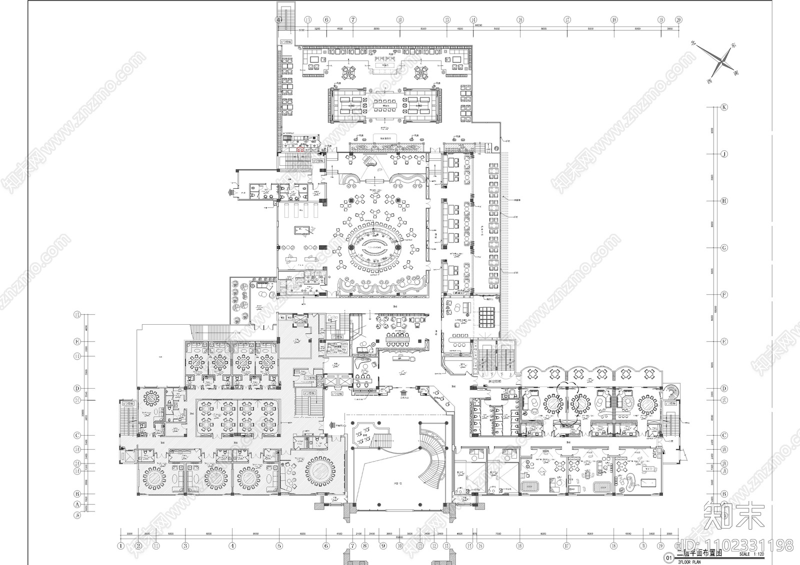 现代会所平面图cad施工图下载【ID:1102331198】