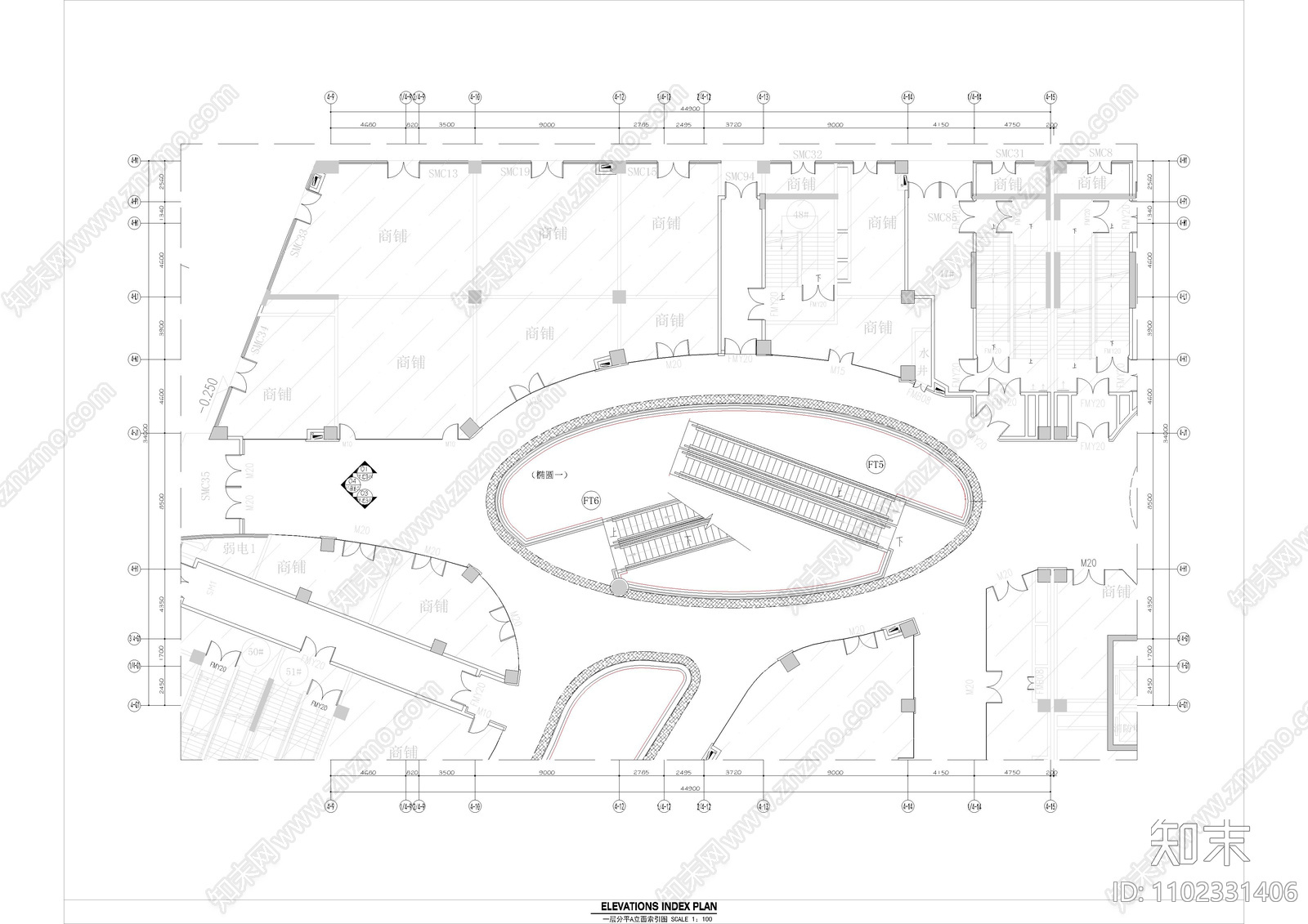 大型商场扶梯分平面施工图下载【ID:1102331406】