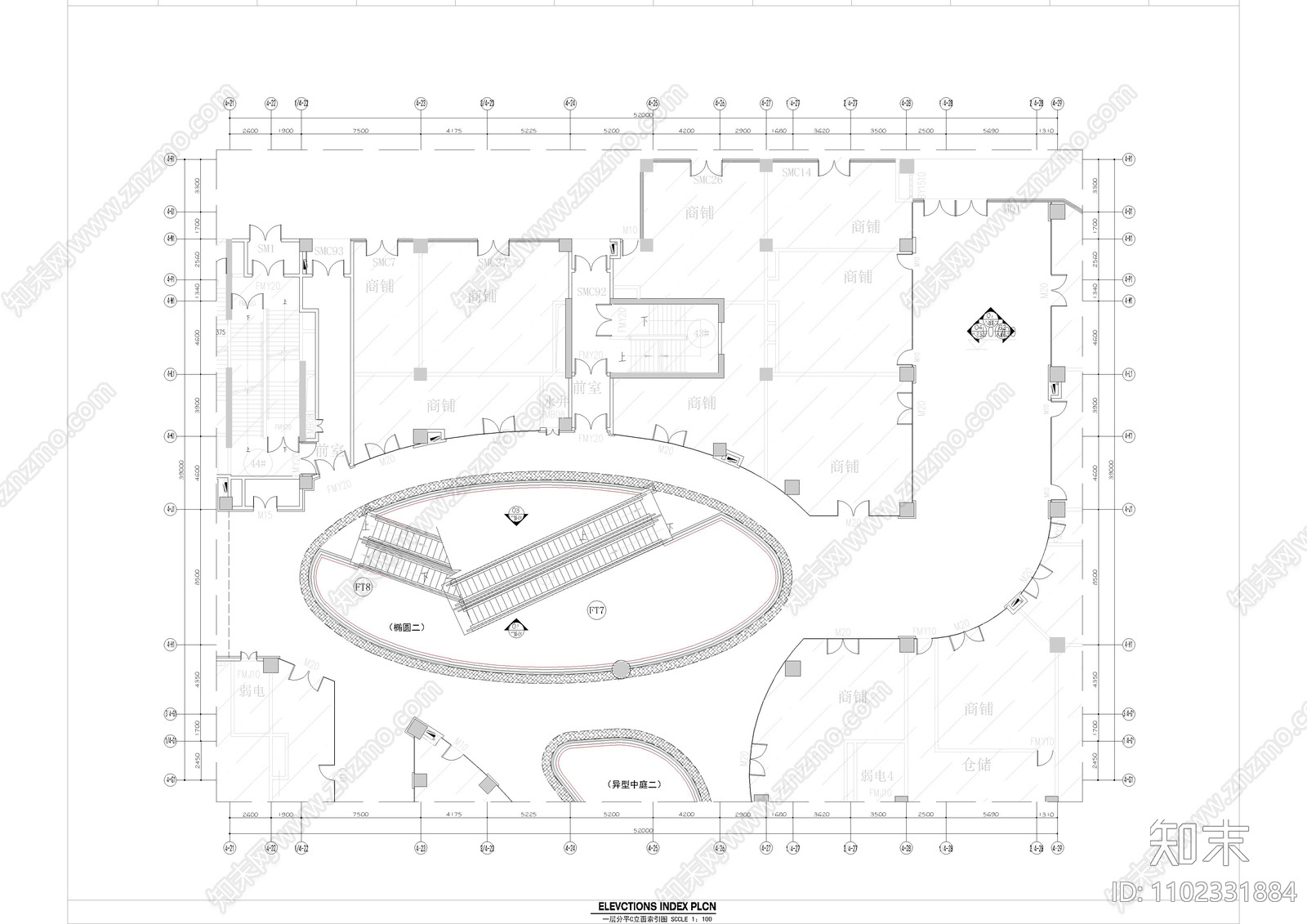 大型商场区域平面图施工图下载【ID:1102331884】