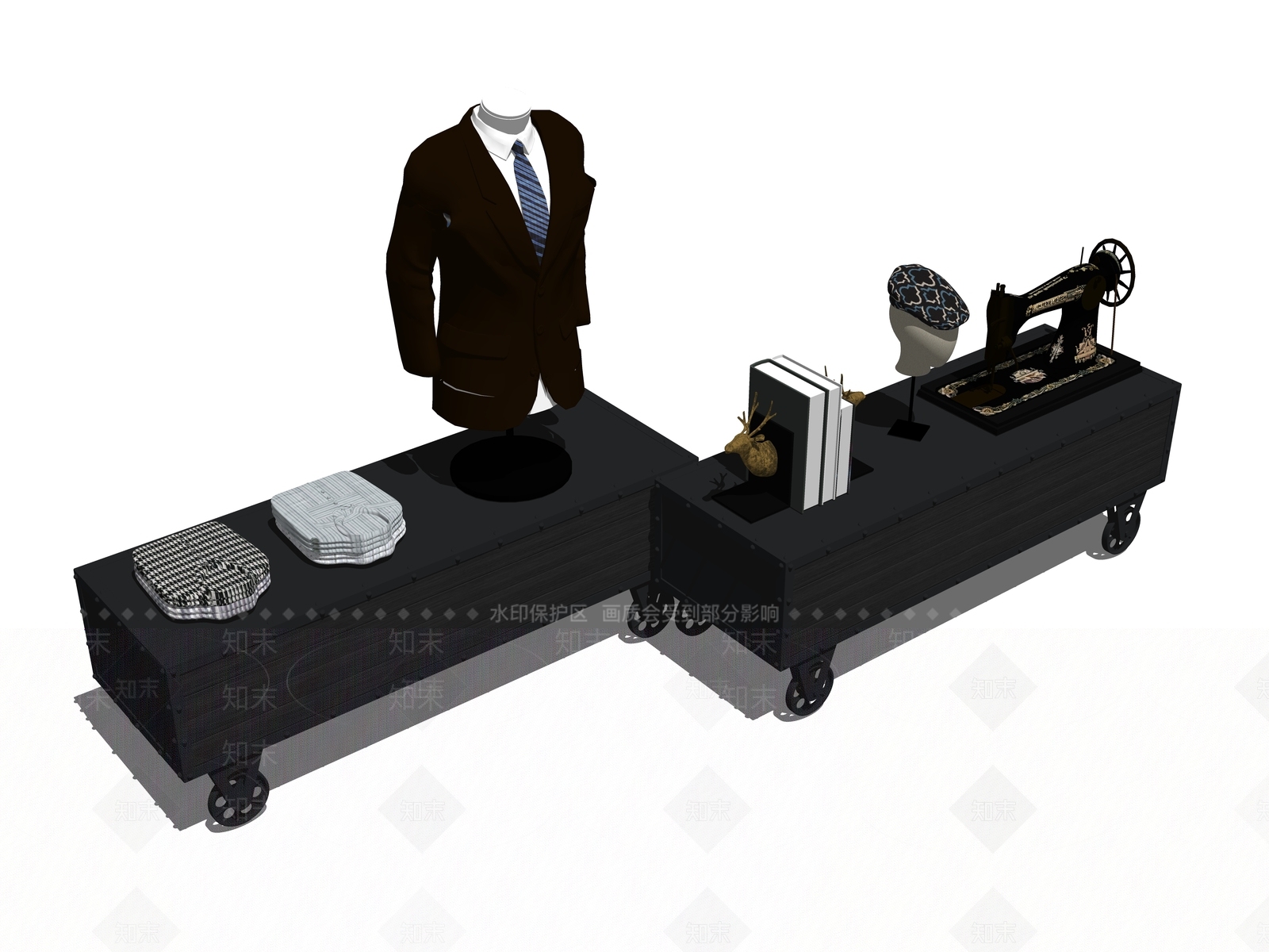 现代服装展柜SU模型下载【ID:1102335324】