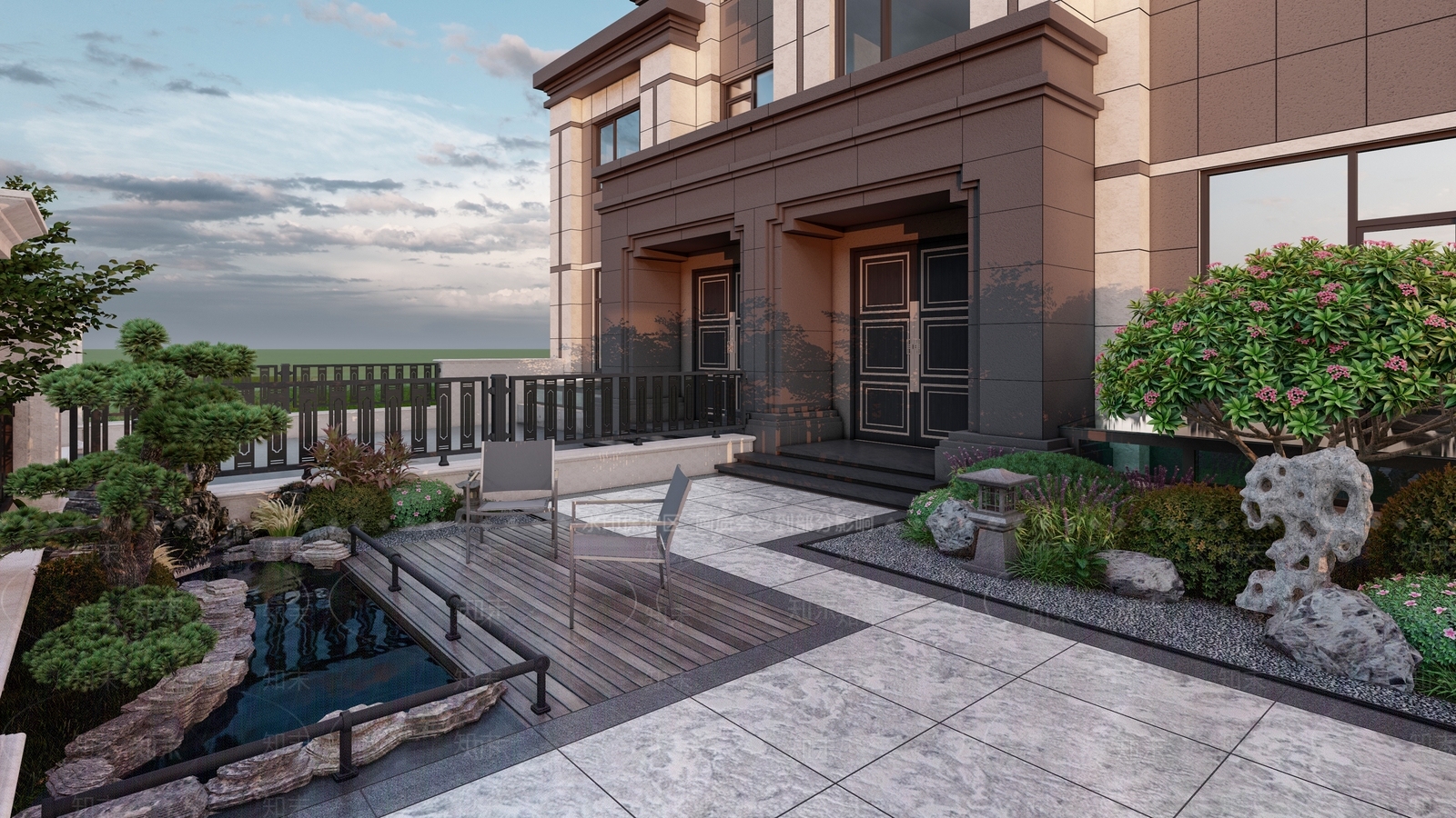 新中式居家院子SU模型下载【ID:1102499013】