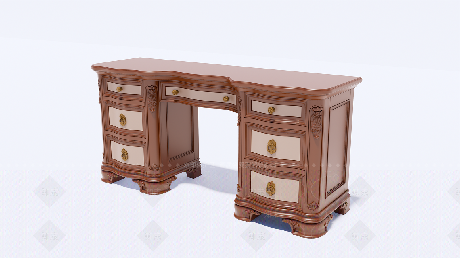 欧式古典风书桌SU模型下载【ID:1102339724】