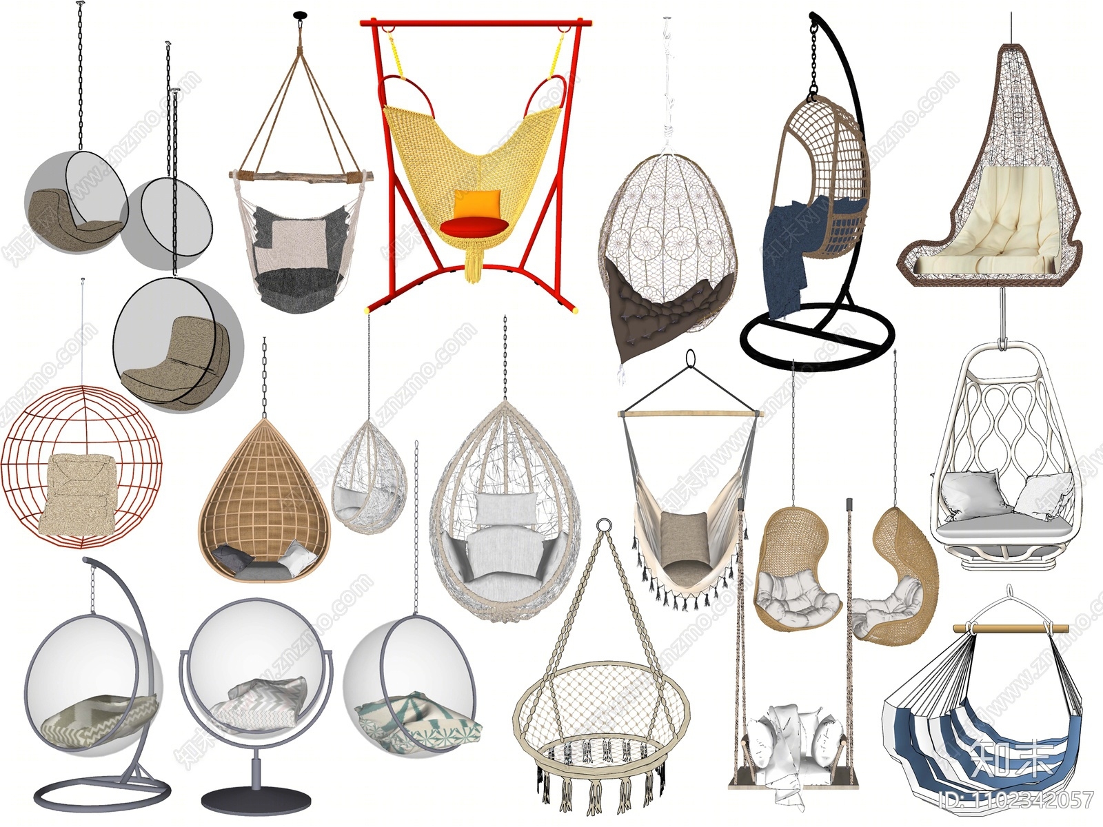 现代吊椅组合SU模型下载【ID:1102342057】