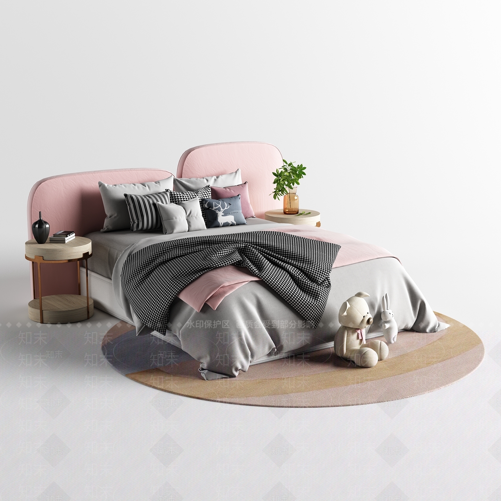 现代儿童床3D模型下载【ID:1102343520】