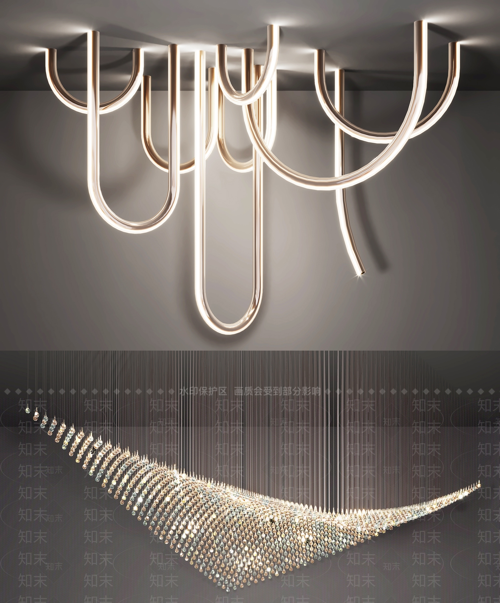 现代大堂吊灯3D模型下载【ID:1102356261】