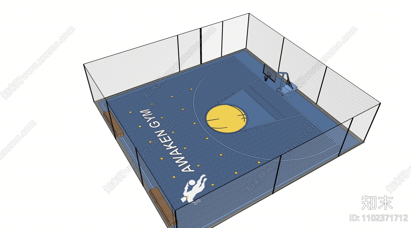 现代公园篮球场地SU模型下载【ID:1102371712】