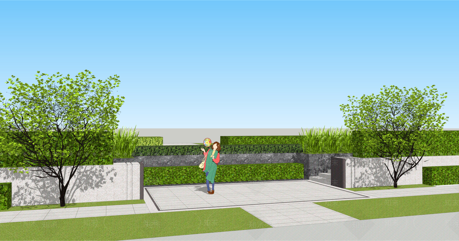 现代居住区景观SU模型下载【ID:1102498288】