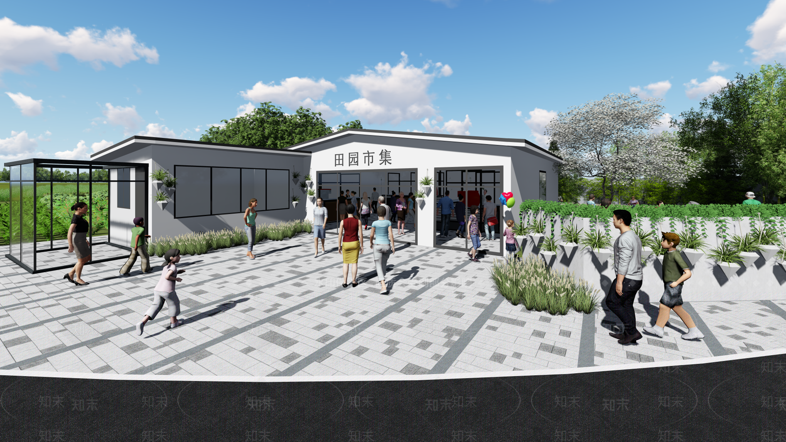 现代餐饮建筑SU模型下载【ID:1102460447】