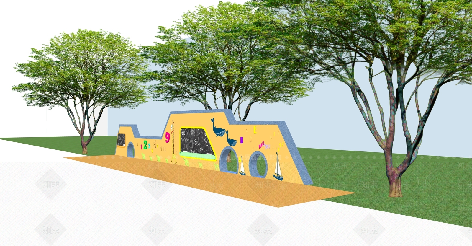 现代儿童攀爬墙SU模型下载【ID:1102463785】