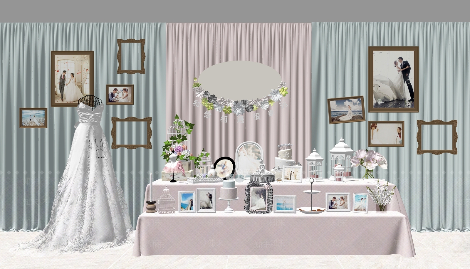 现代婚纱组合服装SU模型下载【ID:1102480910】