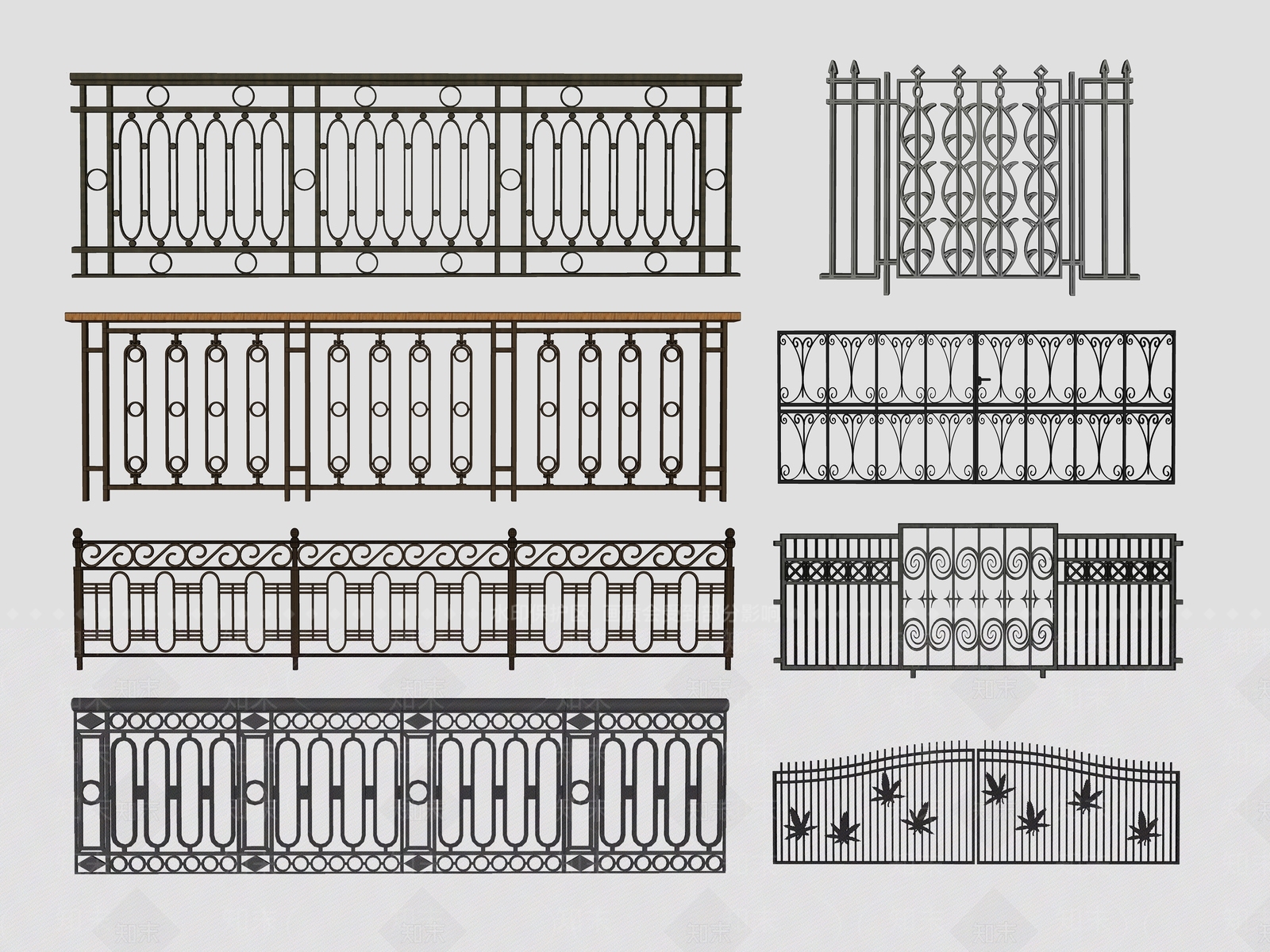 欧式铁艺栏杆SU模型下载【ID:1102481076】