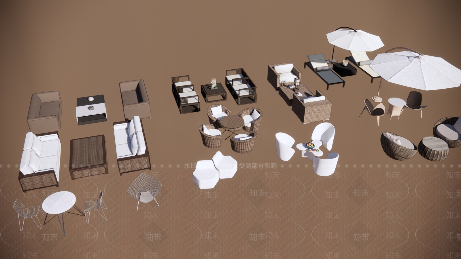 现代户外家具SU模型下载【ID:1102481185】