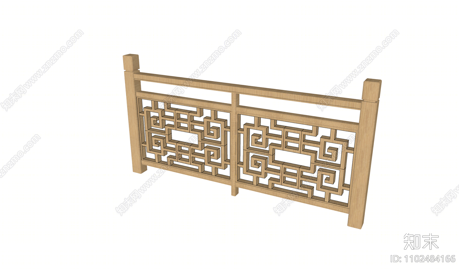 中式木艺栏杆SU模型下载【ID:1102484166】
