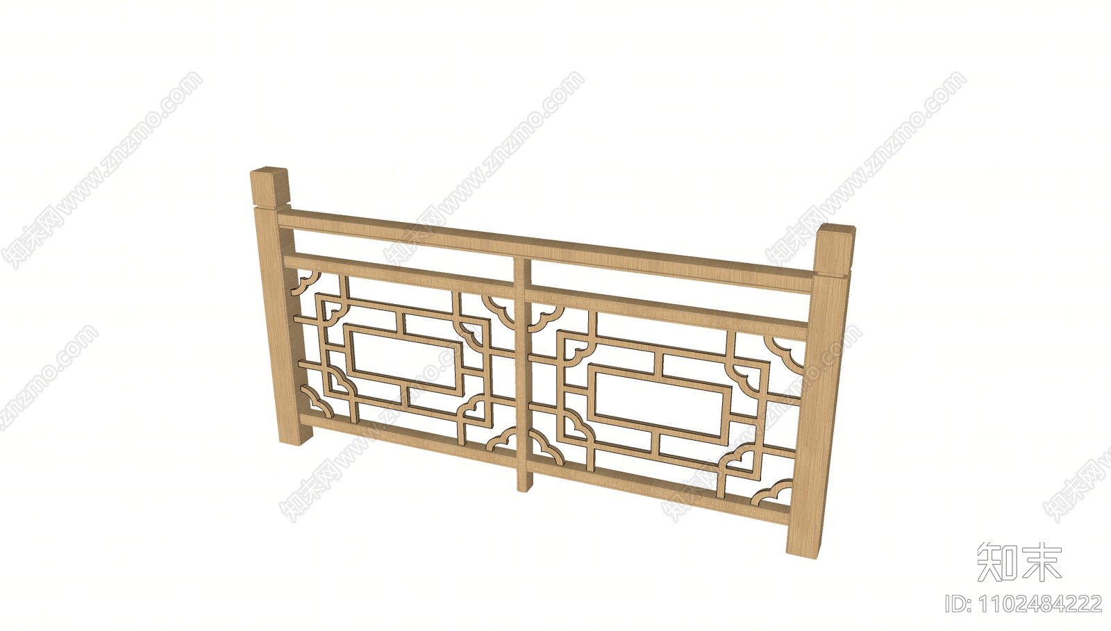 中式木艺栏杆SU模型下载【ID:1102484222】