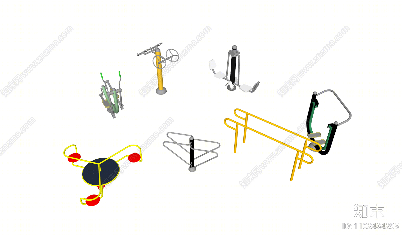 现代户外健身器材SU模型下载【ID:1102484295】