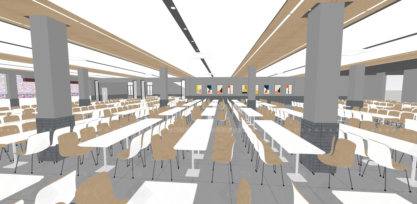 现代学校食堂SU模型下载【ID:1102489653】