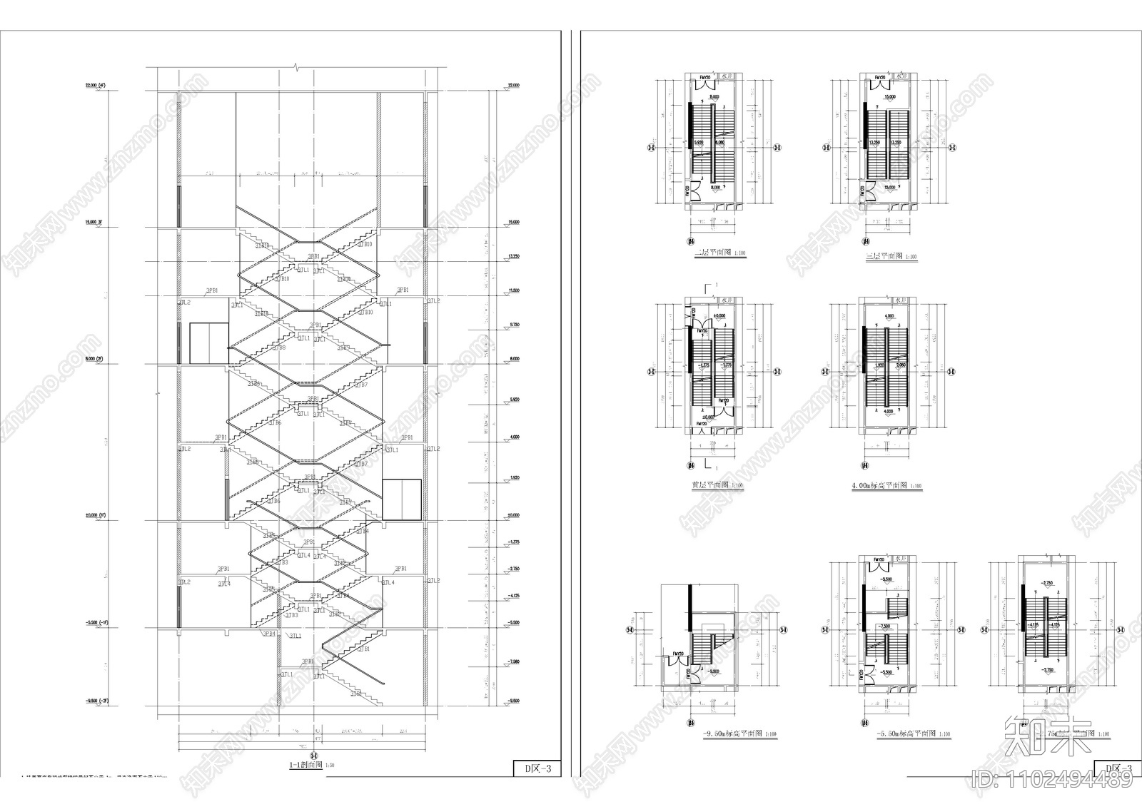 商业建筑楼梯施工图下载【ID:1102494489】