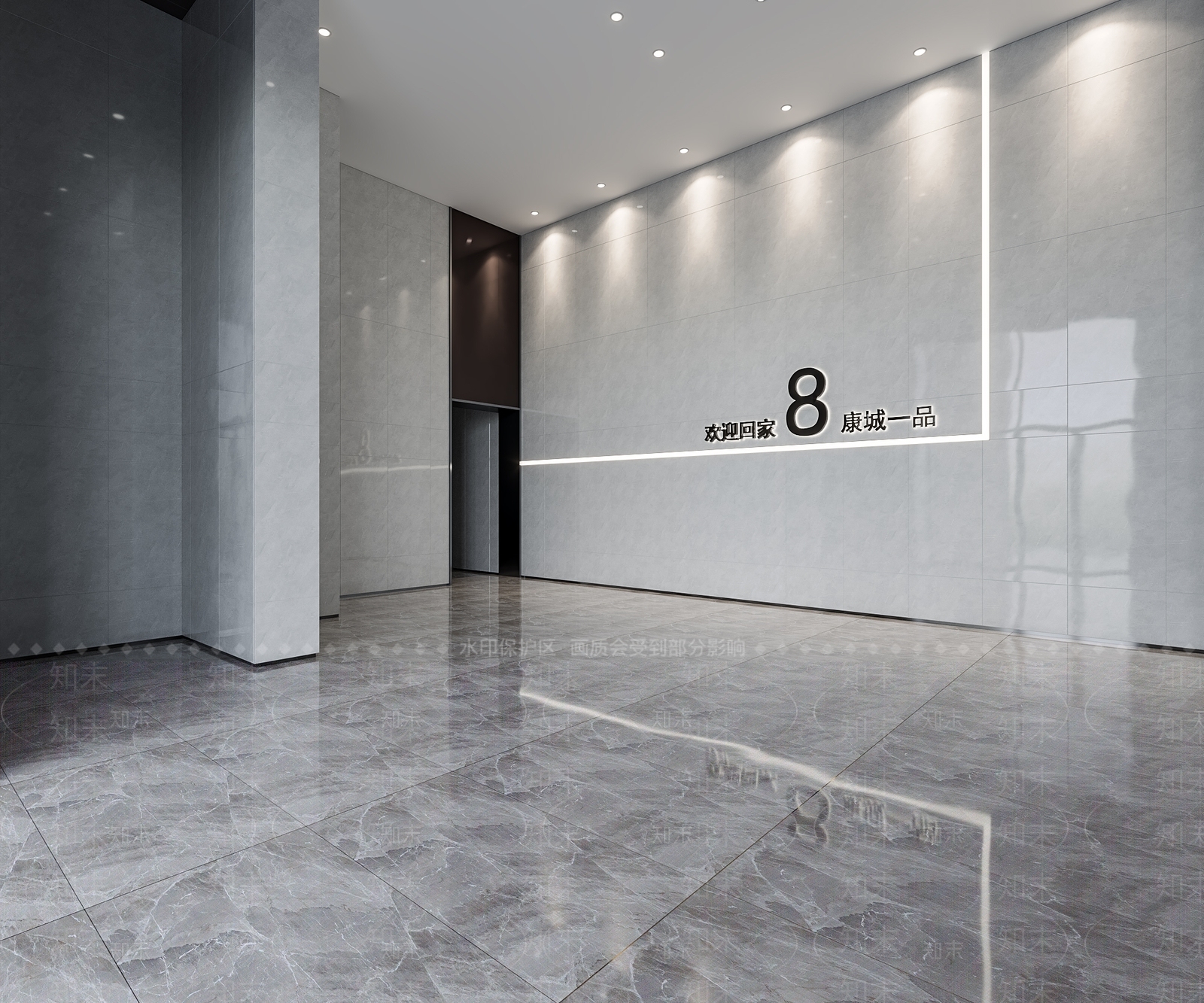 现代小区入户门厅3D模型下载【ID:1103768818】