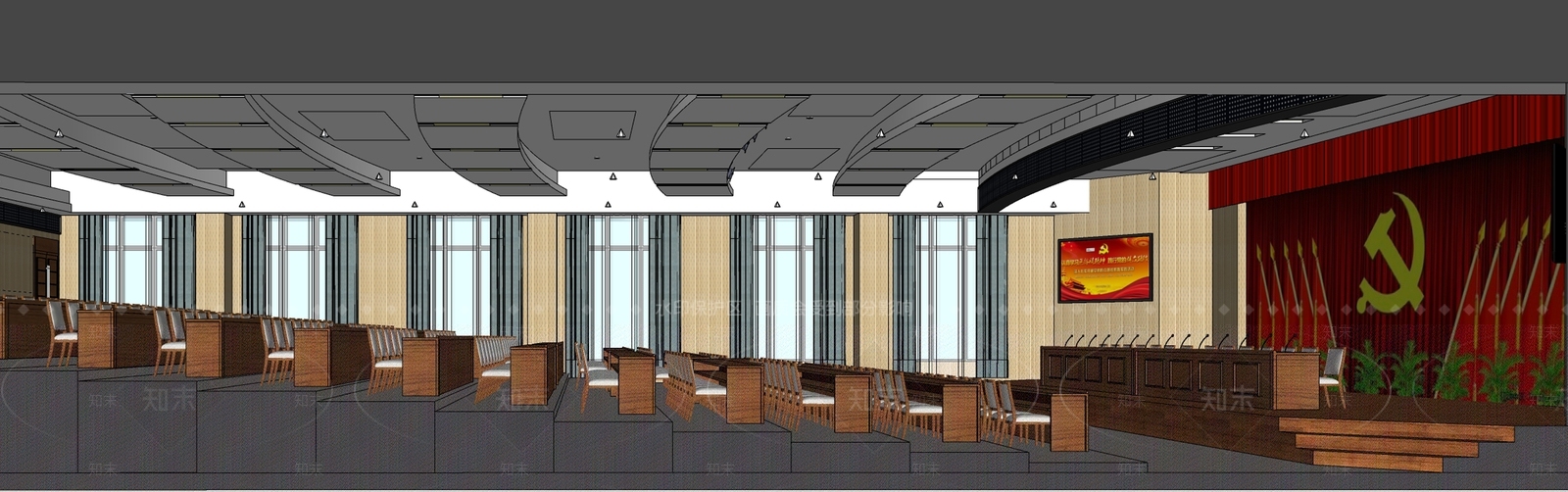 新中式报告厅SU模型下载【ID:1102501228】