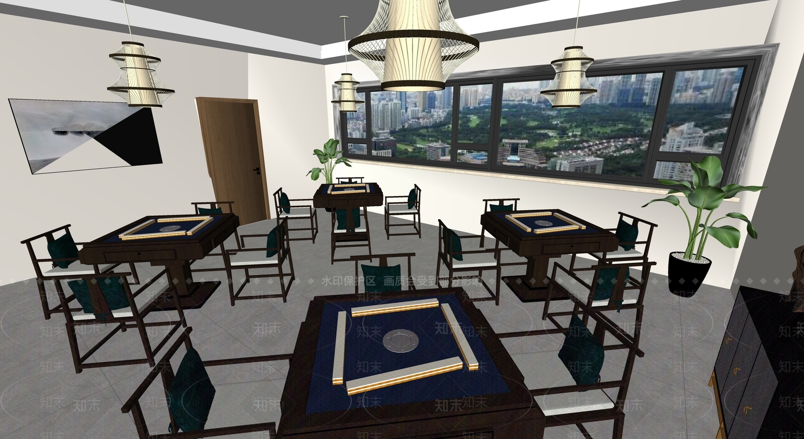 新中式棋牌室SU模型下载【ID:1102504109】