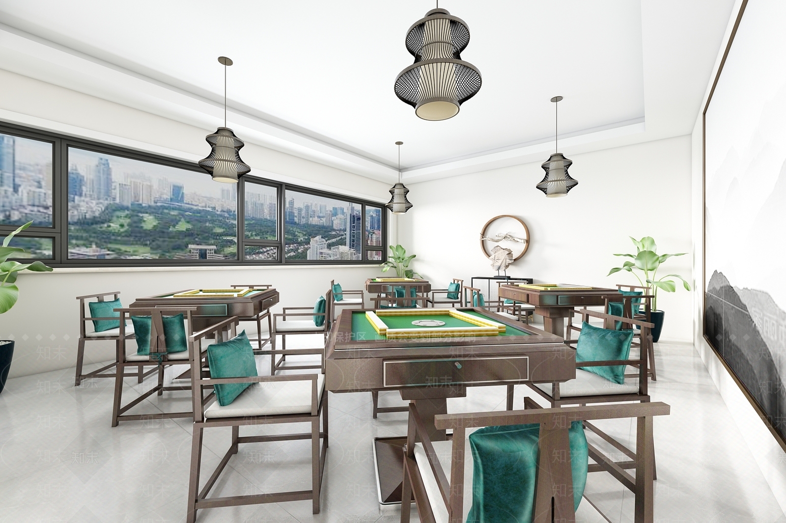 新中式棋牌室SU模型下载【ID:1102504109】
