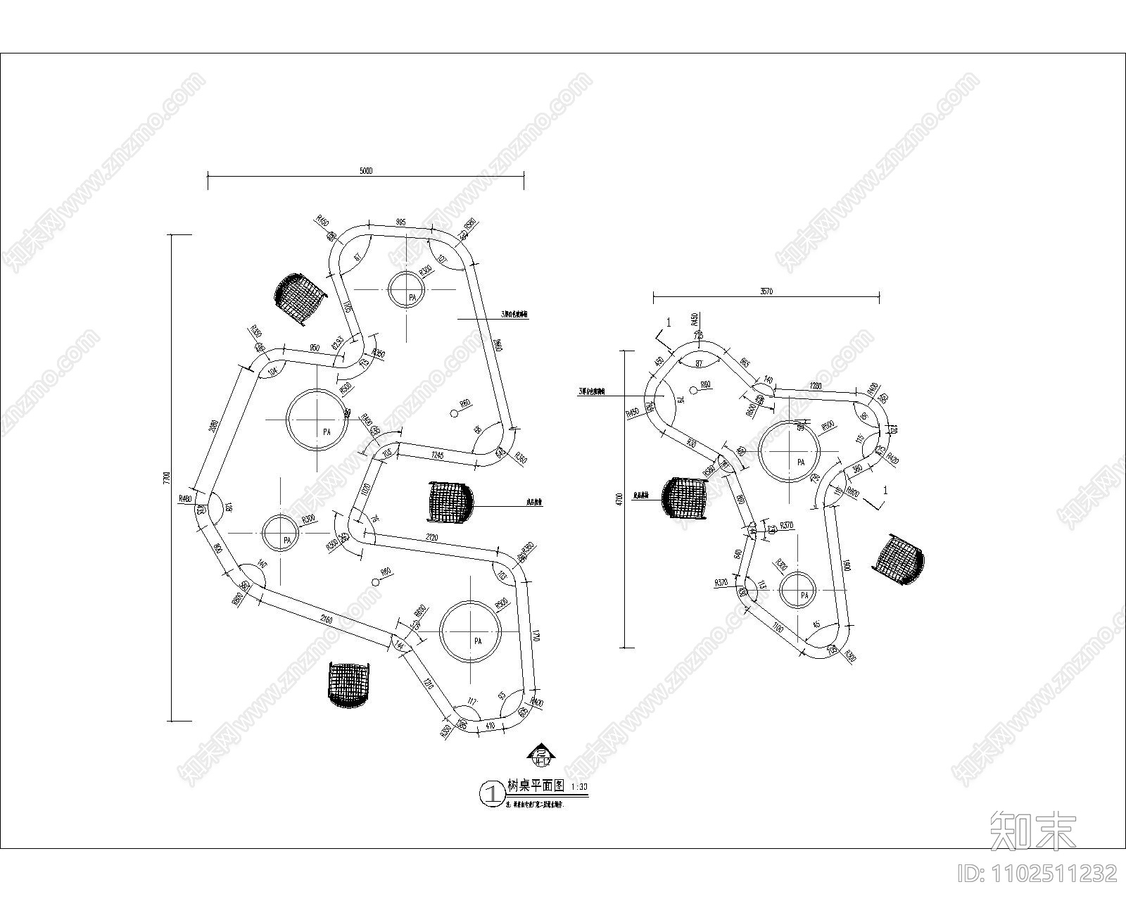 特色树桌施工图施工图下载【ID:1102511232】