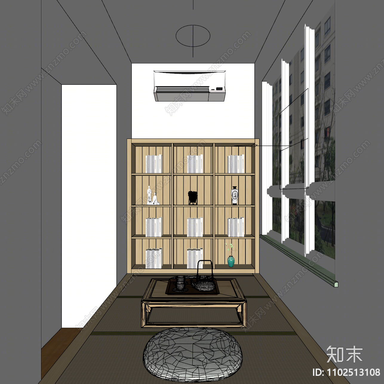 现代榻榻米卧室SU模型下载【ID:1102513108】