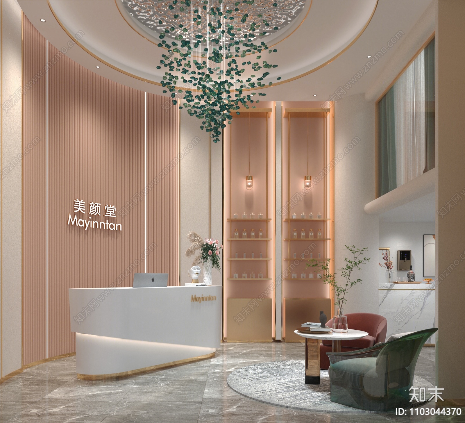 现代美容美甲美发店前台3D模型下载【ID:1103044370】