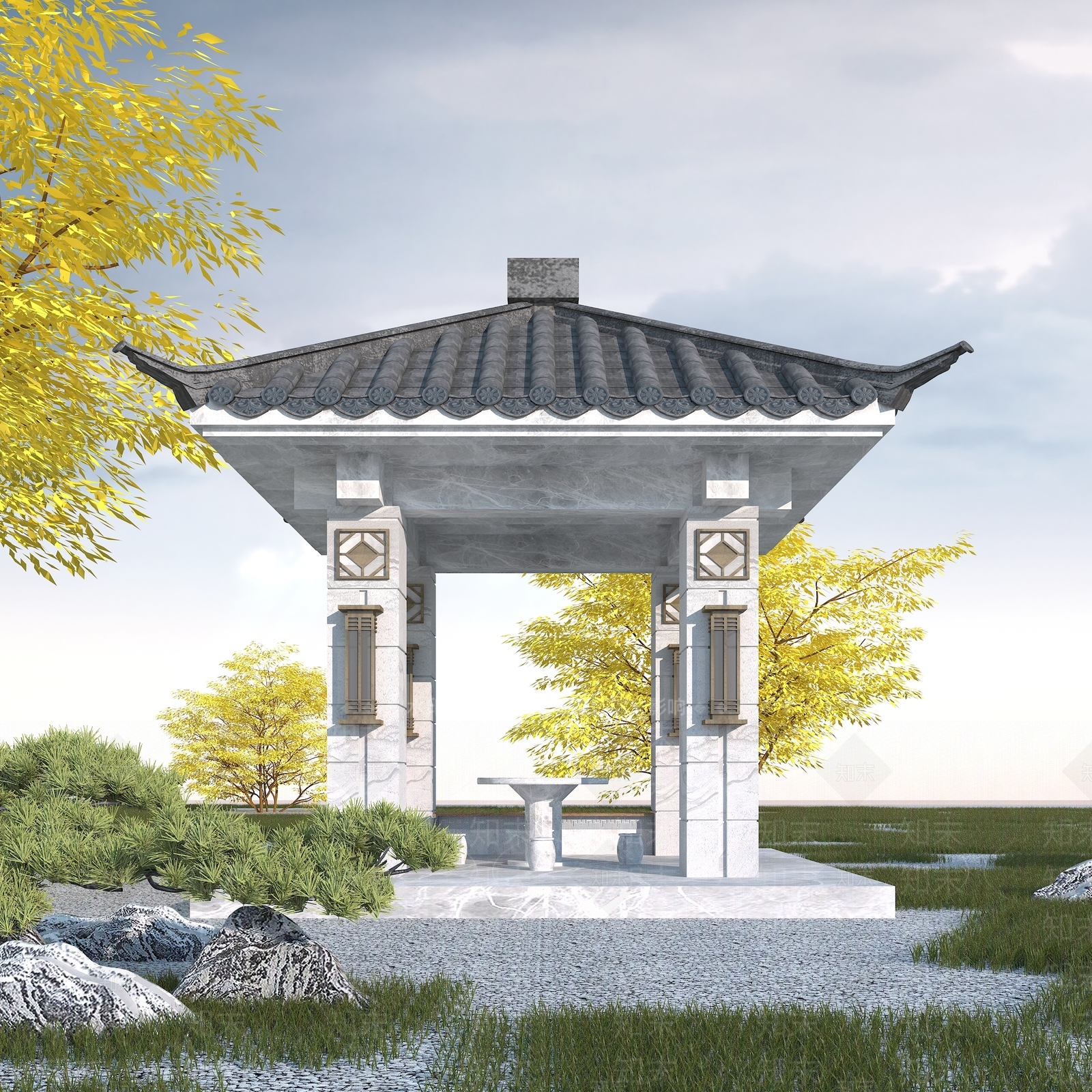 新中式亭子3D模型下载【ID:1102516301】
