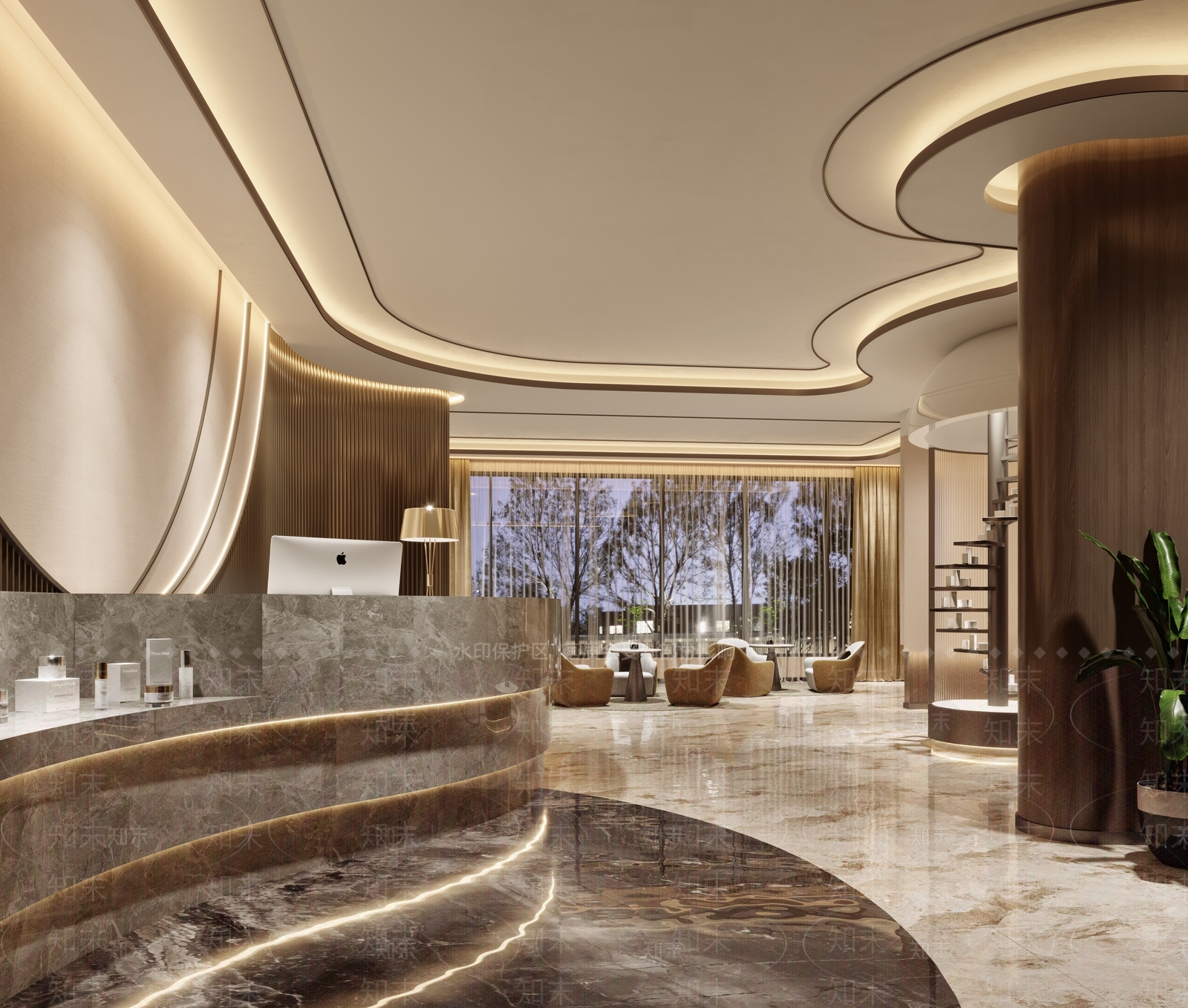 新中式美容院接待大厅3D模型下载【ID:1102521107】