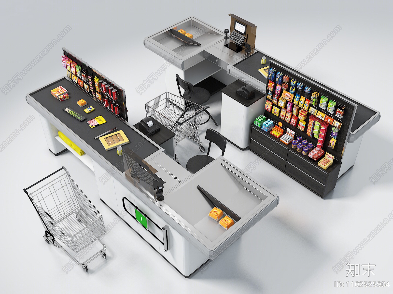 现代超市收银台3d模型下载