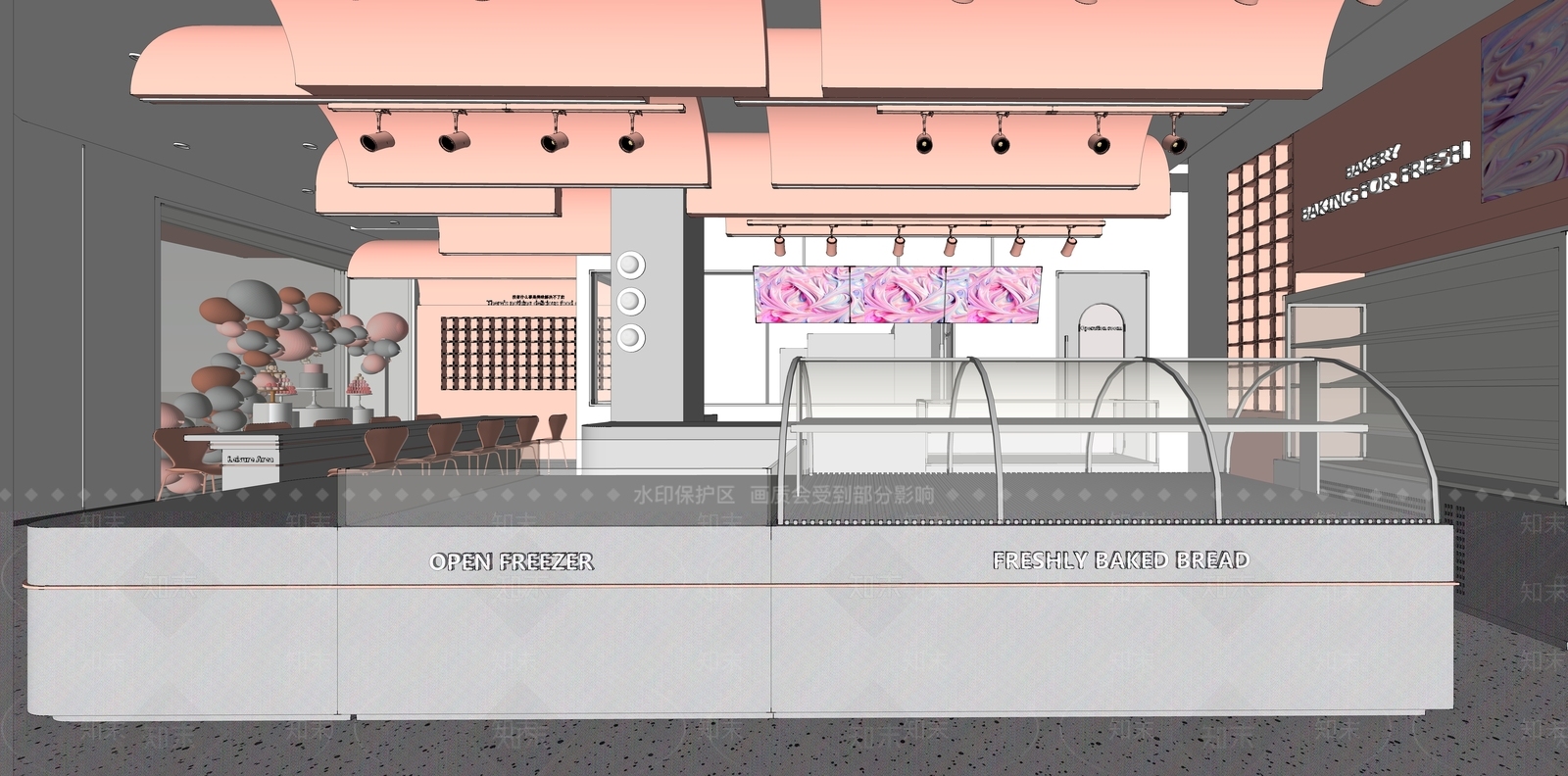 现代网红面包蛋糕店SU模型下载【ID:1102530195】