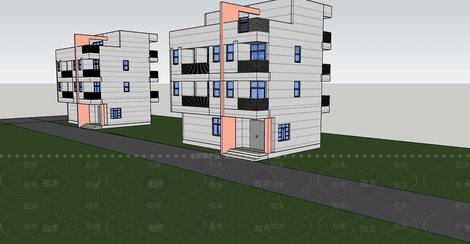 现代多层住宅SU模型下载【ID:1102539095】