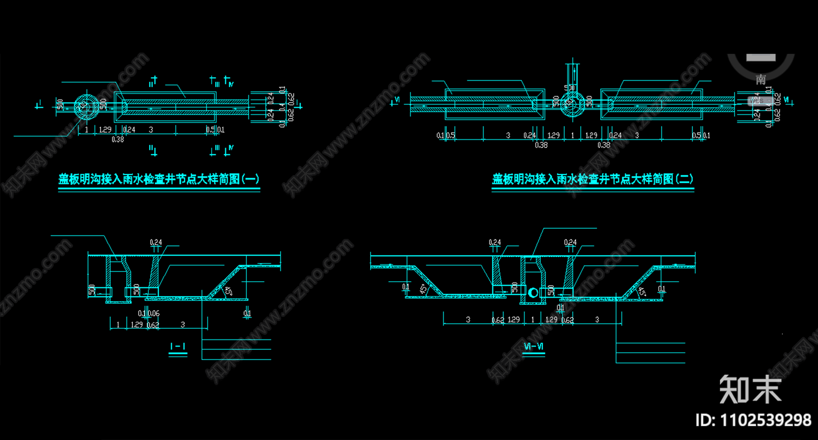 明沟排入暗管接点图cad施工图下载【ID:1102539298】