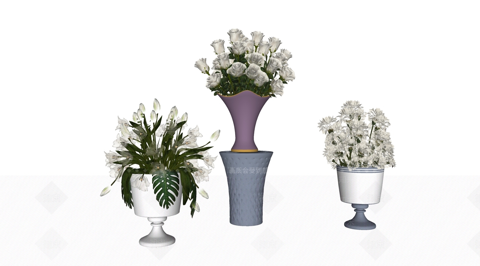 欧式花瓶插花SU模型下载【ID:1102540534】