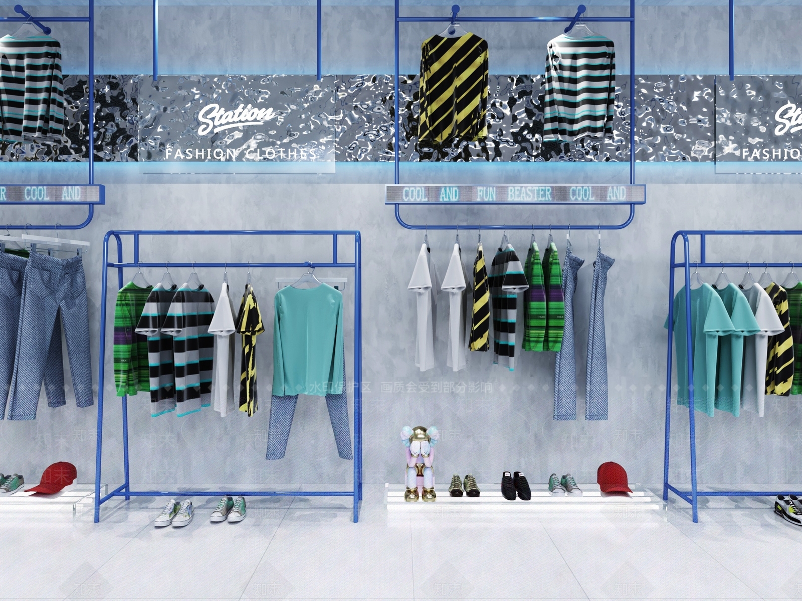 现代男装货架3D模型下载【ID:1102543242】